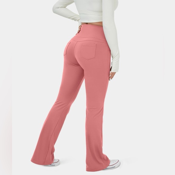 HALARA Pants - High Waisted Pink Yoga Pants with Back Pockets